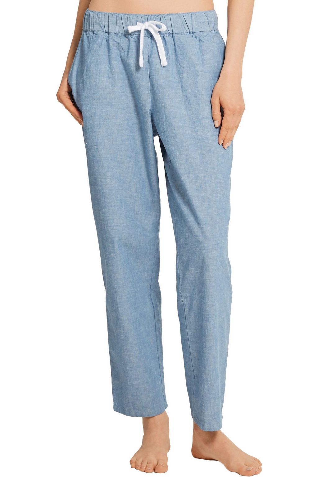 SLEEPY JONES Hannah cotton-chambray pajama pants