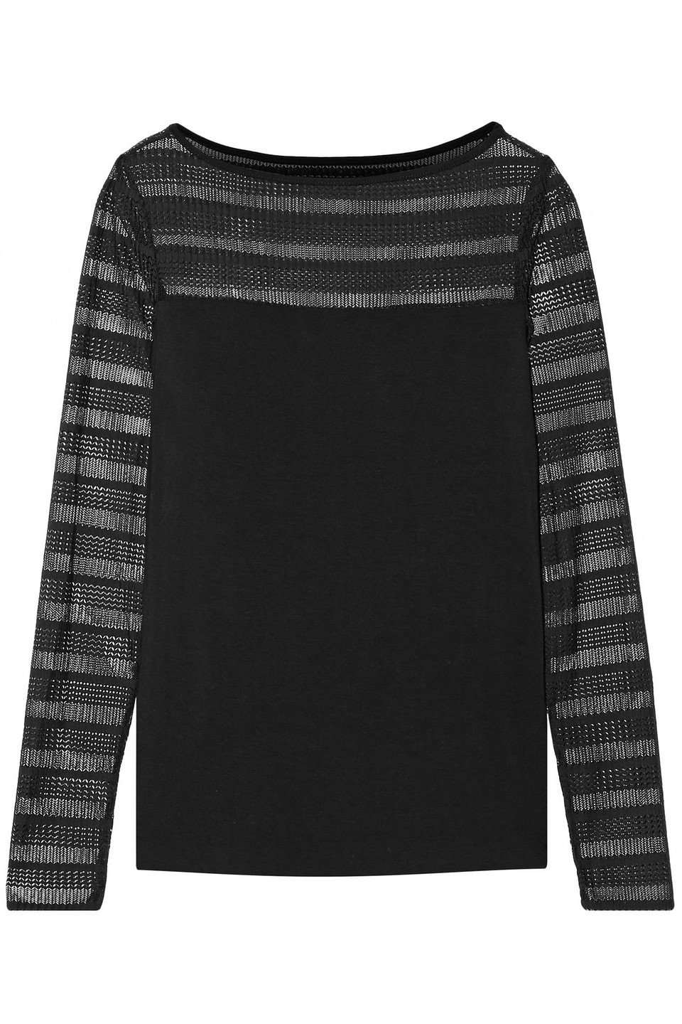 Bailey44 Lace-paneled Sttretch-jersey Top In Black