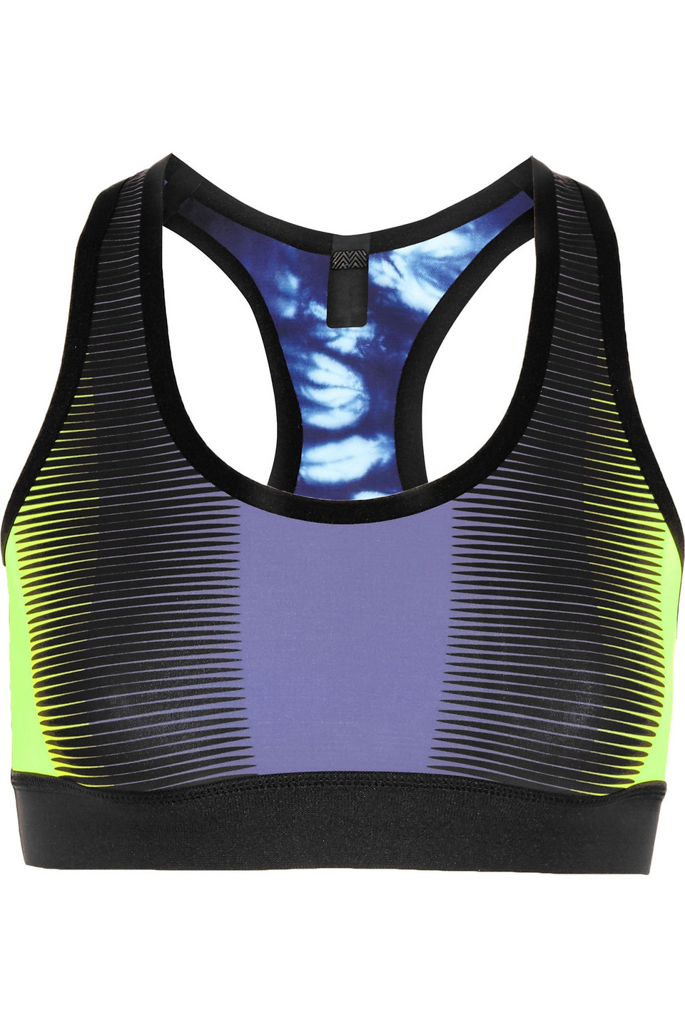 Reversible printed stretch-jersey sports bra