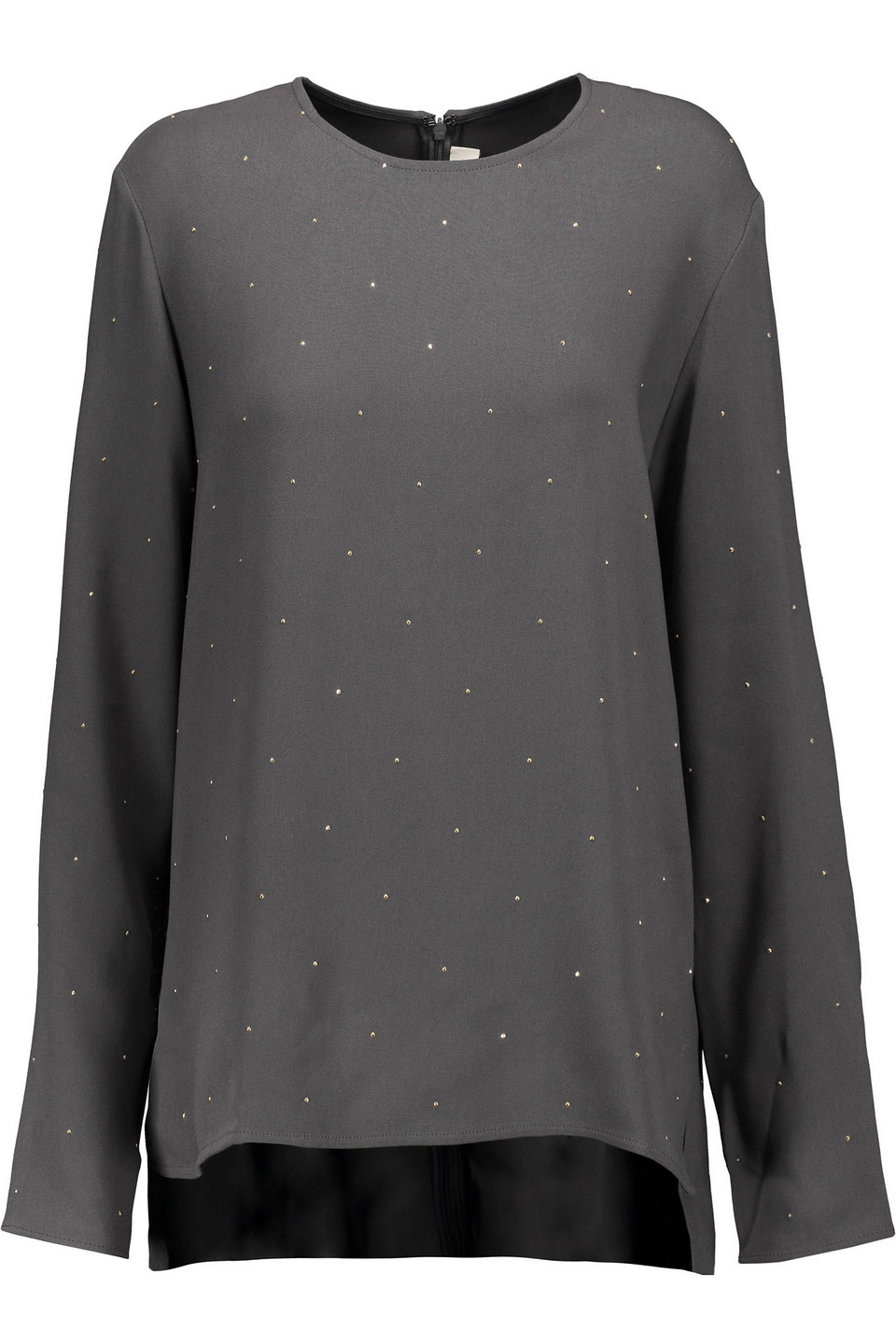 stella mccartney - crystal-embellished crepe de chine top - gray - it 40