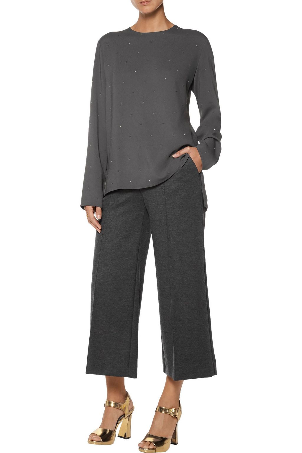 STELLA MCCARTNEY Crystal-embellished crepe de chine top