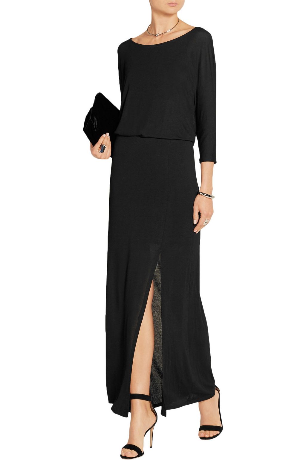 SPLENDID Cutout stretch-jersey maxi dress