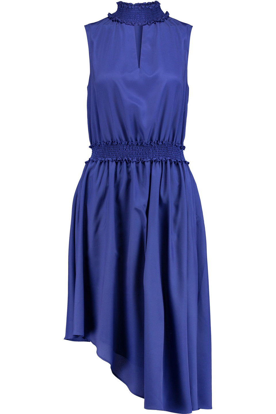 raoul - sarila shirred crepe de chine midi dress - blue - fr 34