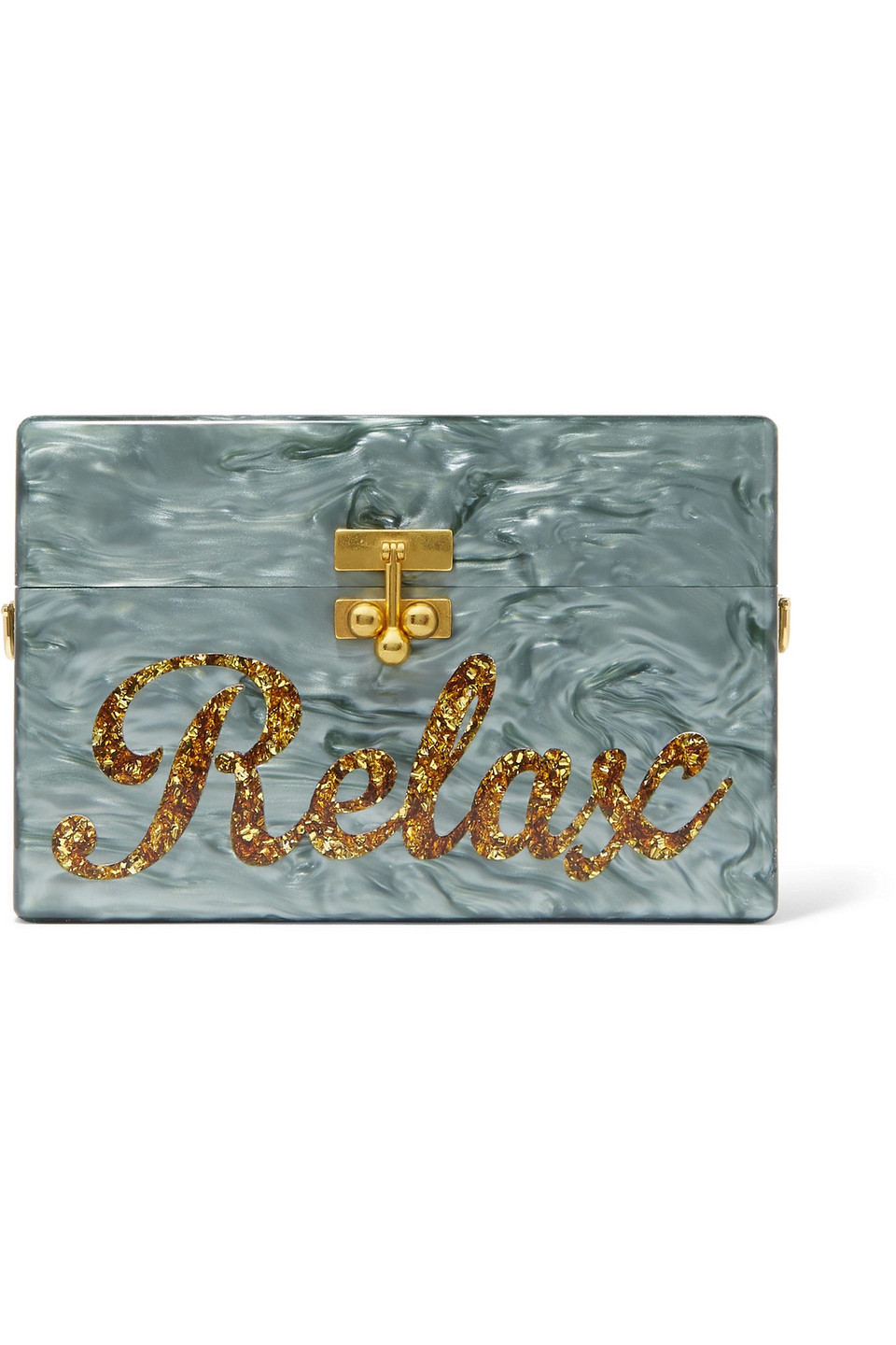 edie parker - relax glittered marble-effect acrylic box clutch - green - onesize