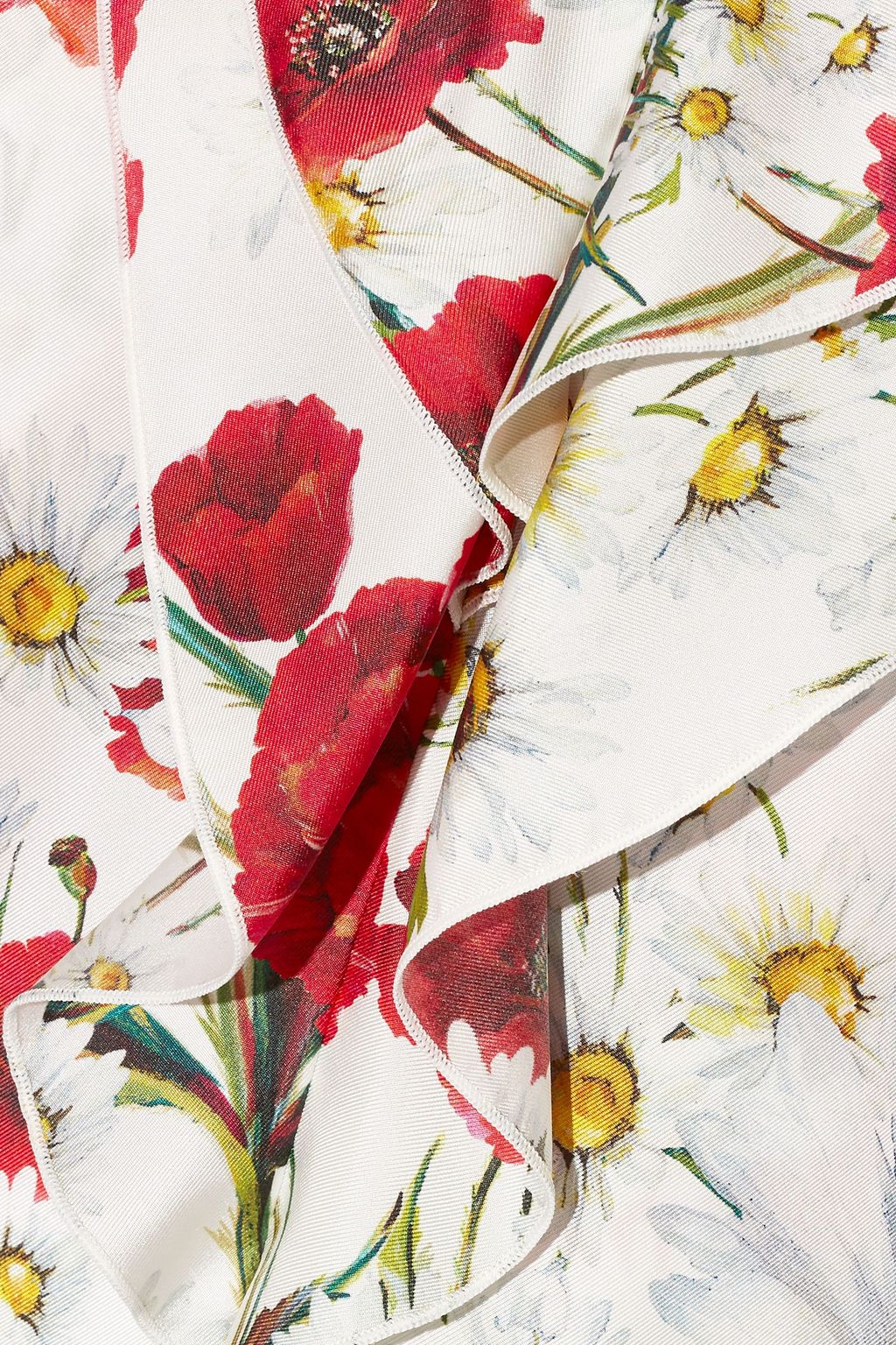 DOLCE&GABBANA Ruffled printed silk-twill top