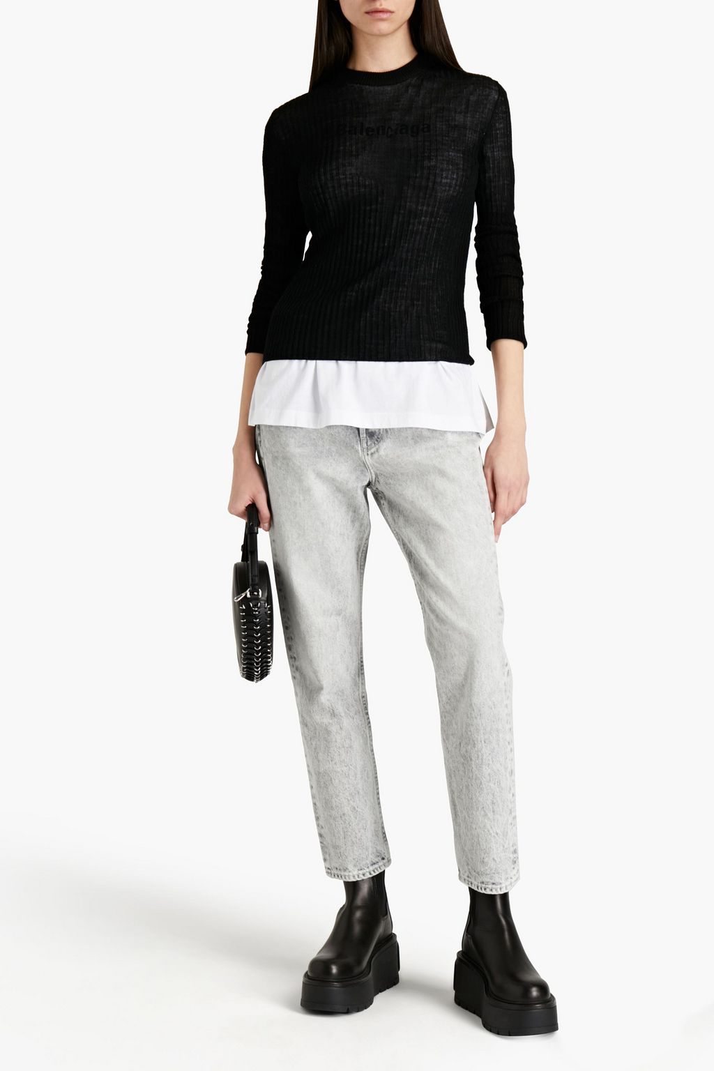 BALENCIAGA Layered ribbed wool top