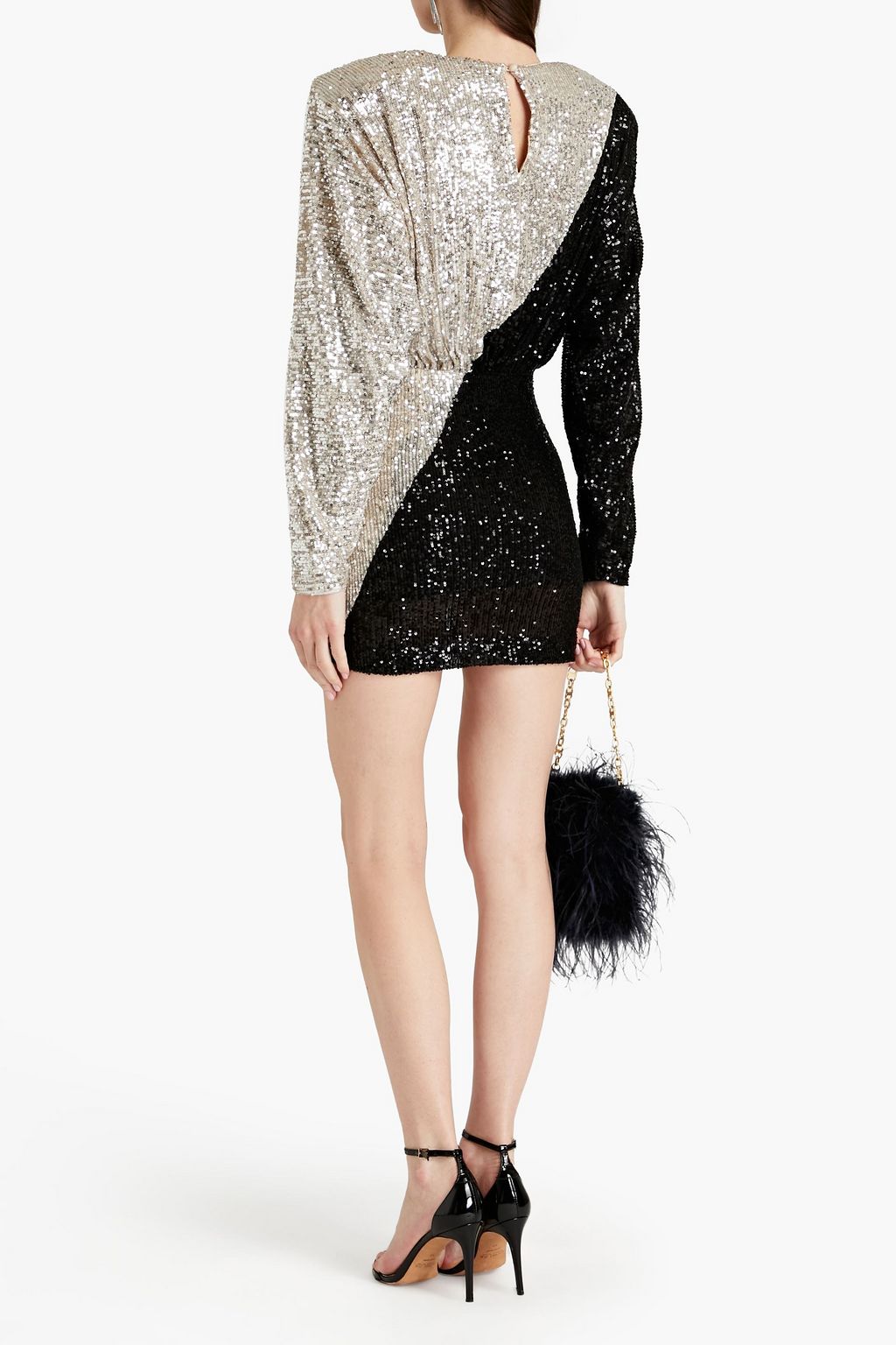 ROTATE BIRGER CHRISTENSEN Billie gathered two-tone sequined mesh mini dress