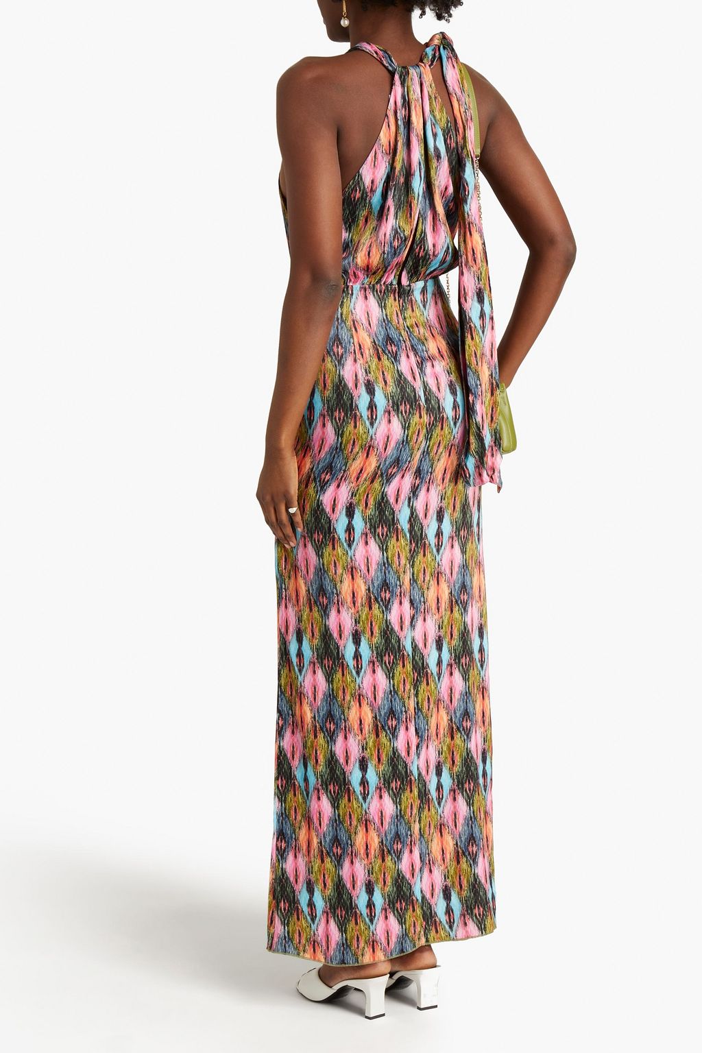 ROTATE BIRGER CHRISTENSEN Cutout gathered printed satin maxi dress | Sale up to 70% off | THE OUTNET