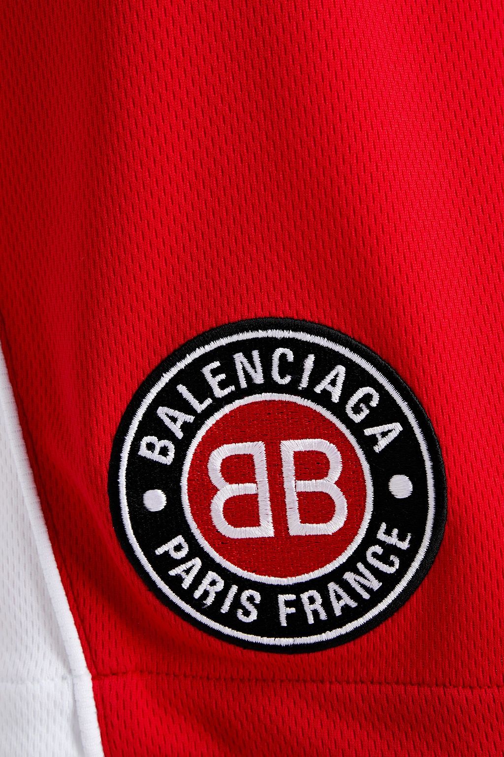 BALENCIAGA Logo-appliquéd two-tone mesh drawstring shorts