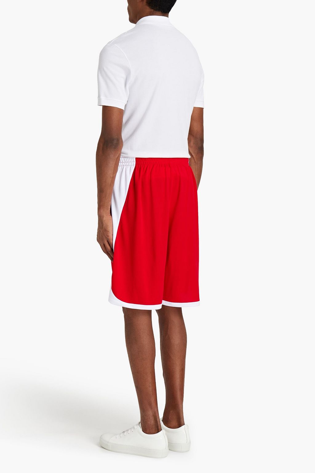 BALENCIAGA Logo-appliquéd two-tone mesh drawstring shorts