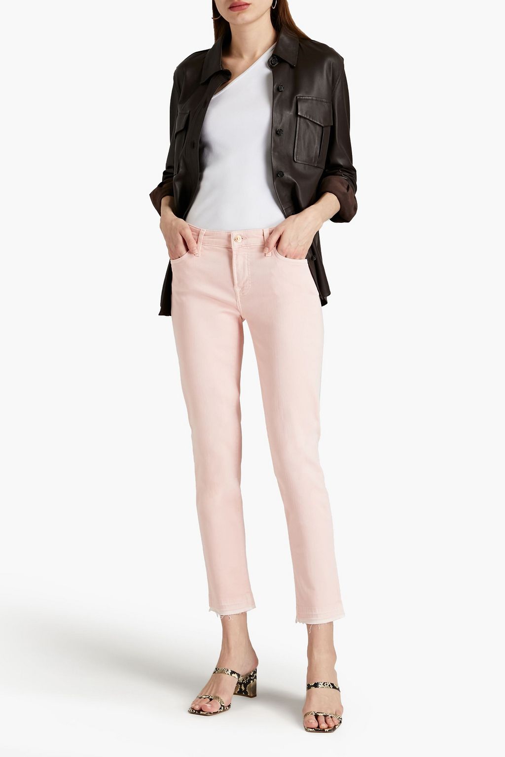 7 FOR ALL MANKIND Pyper cropped embellished mid-rise slim-leg jeans