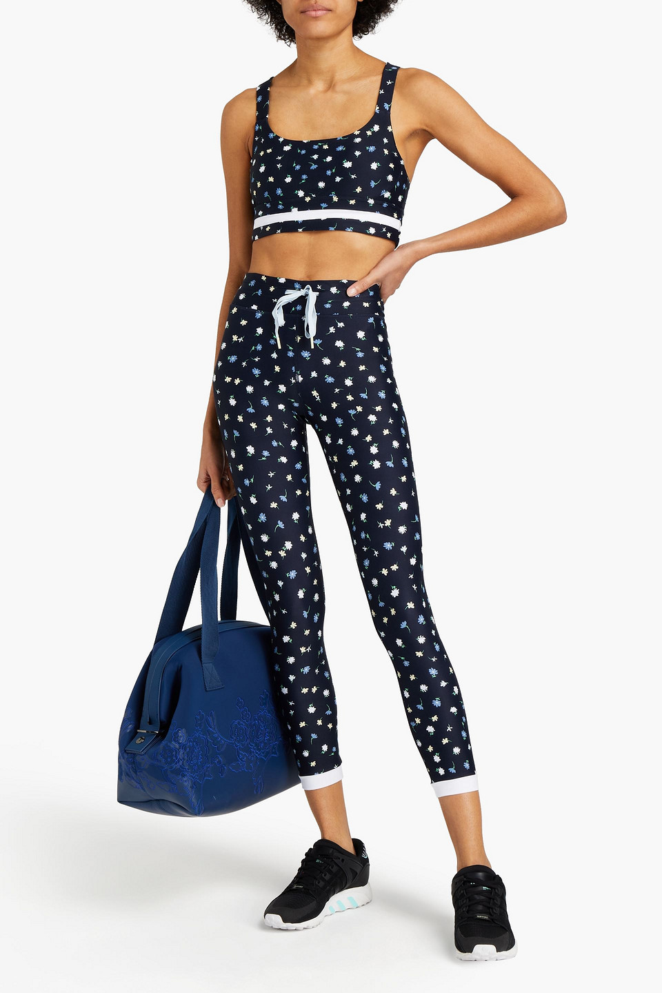 THE UPSIDE CROPPED FLORAL-PRINT STRETCH LEGGINGS,3074457345628409153