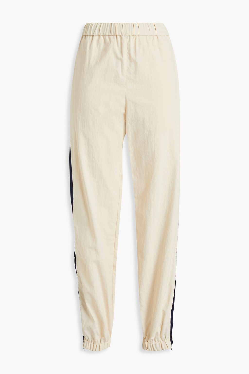 Cream Color-block shell track pants 