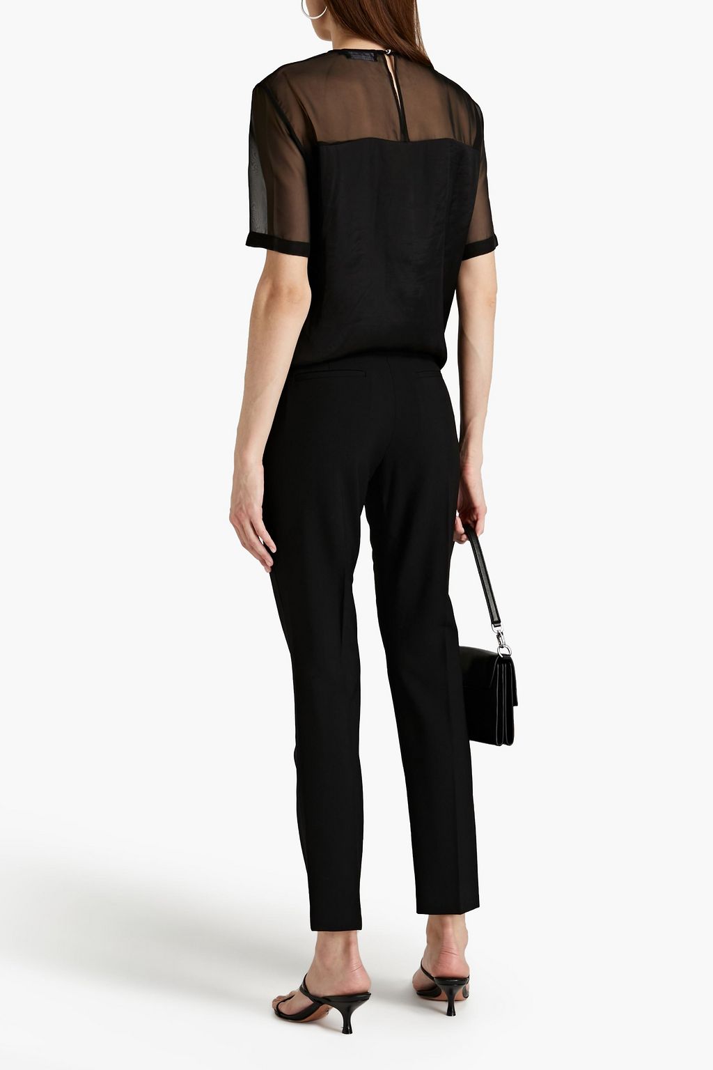 7 FOR ALL MANKIND Chiffon-paneled satin top