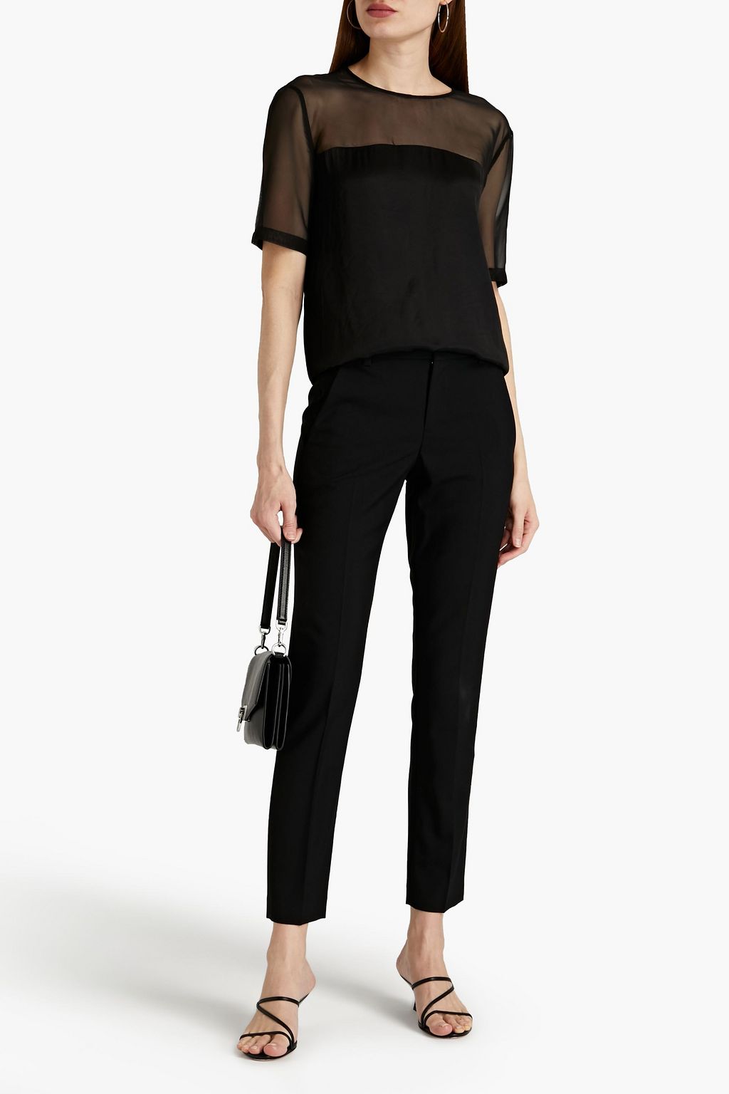 7 FOR ALL MANKIND Chiffon-paneled satin top