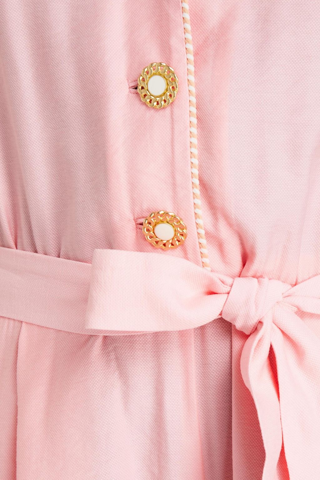 SIMKHAI Belted button-embellished woven playsuit