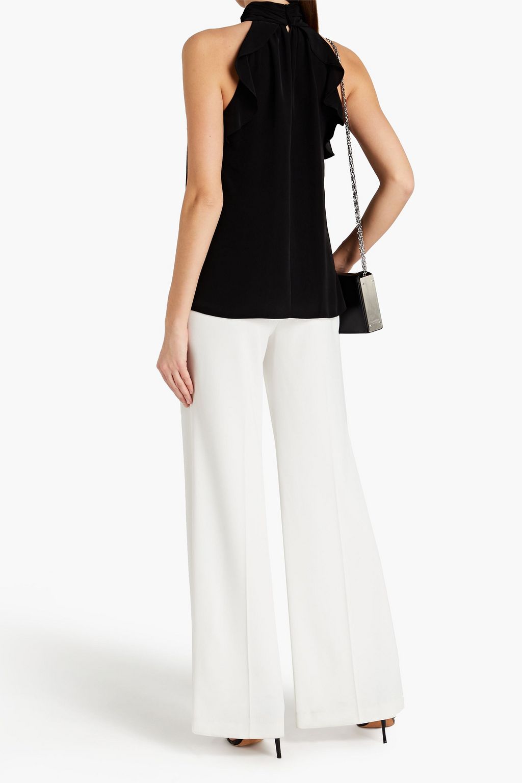 RACHEL ZOE Ruffle-trimmed crepe de chine top
