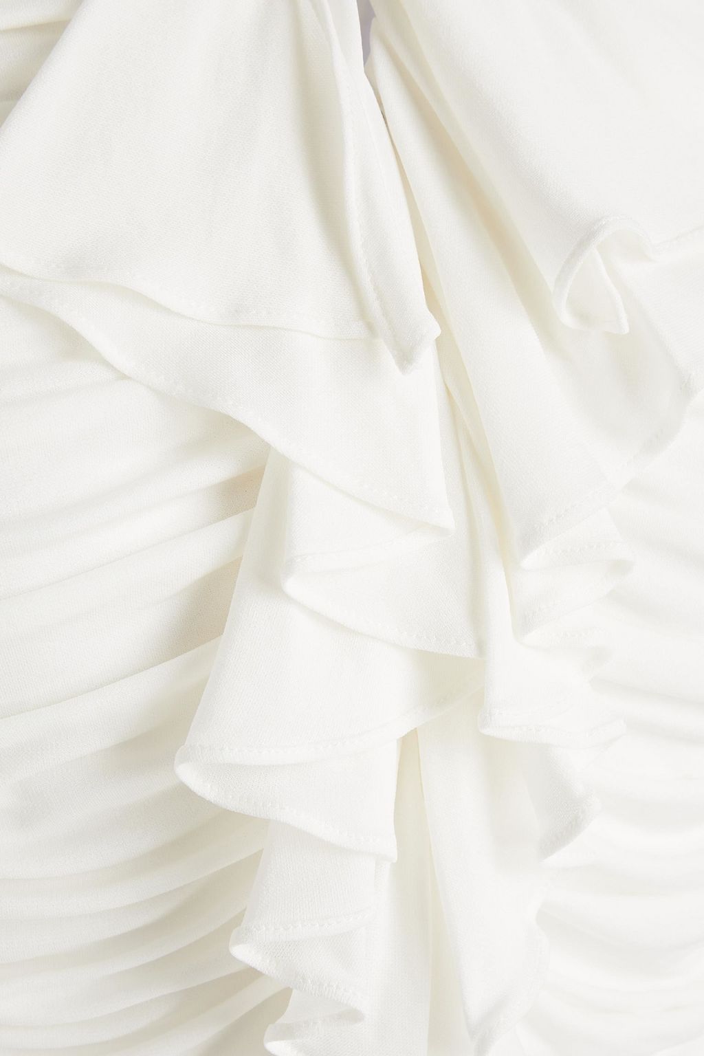 ROBERTO CAVALLI Ruffle-trimmed ruched jersey top