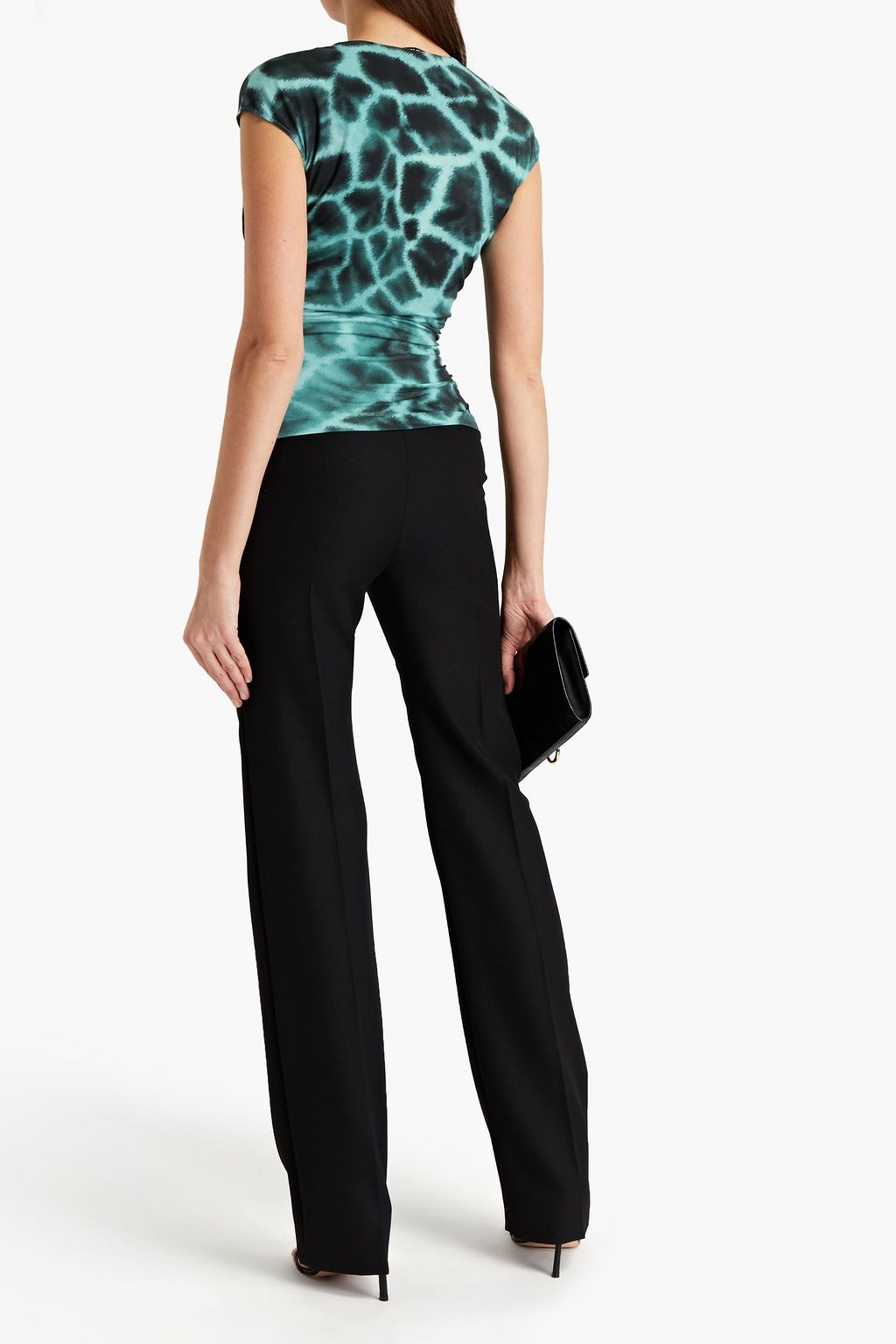ROBERTO CAVALLI Ruched printed stretch-jersey top