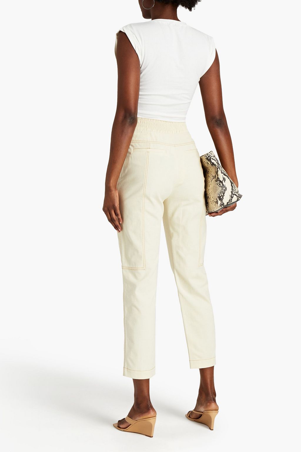SIMKHAI Cropped slub woven tapered pants