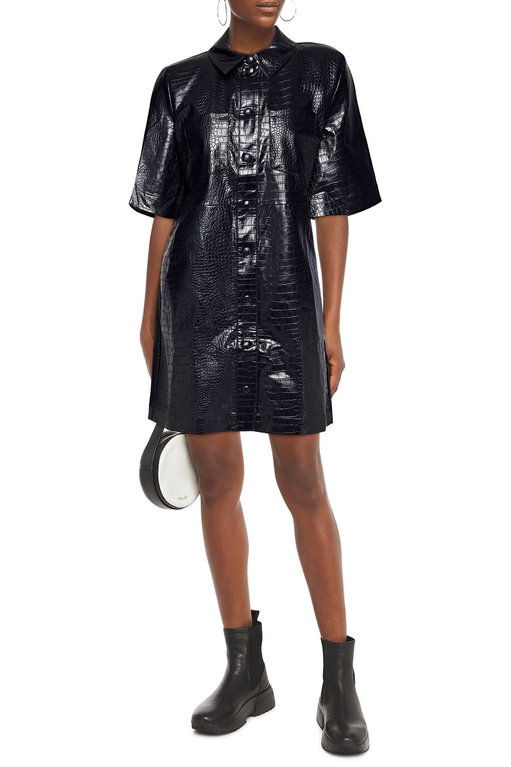 SAMSØE Φ SAMSØE Faux croc-effect leather mini dress
