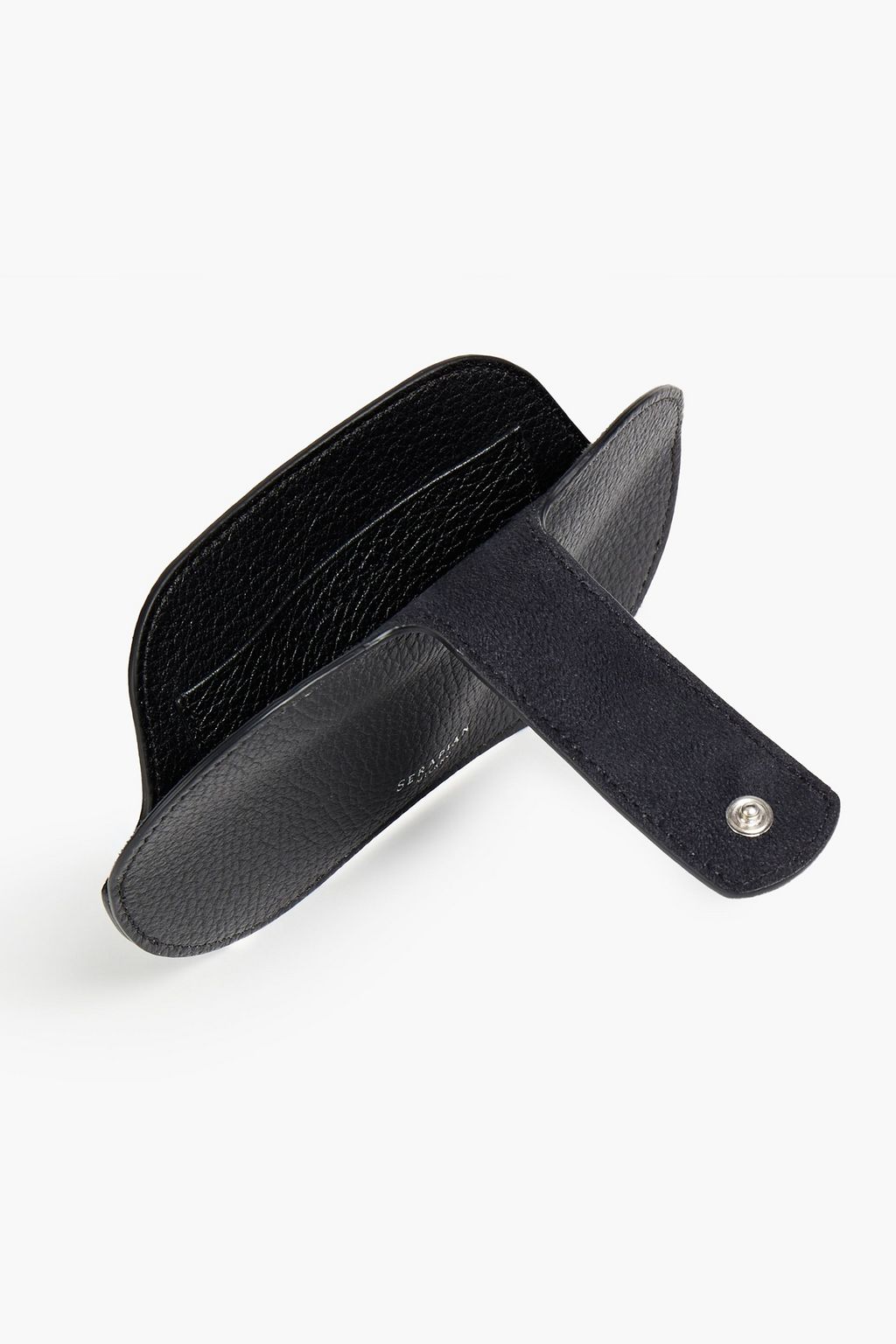 SERAPIAN Pebbled-leather sunglasses case