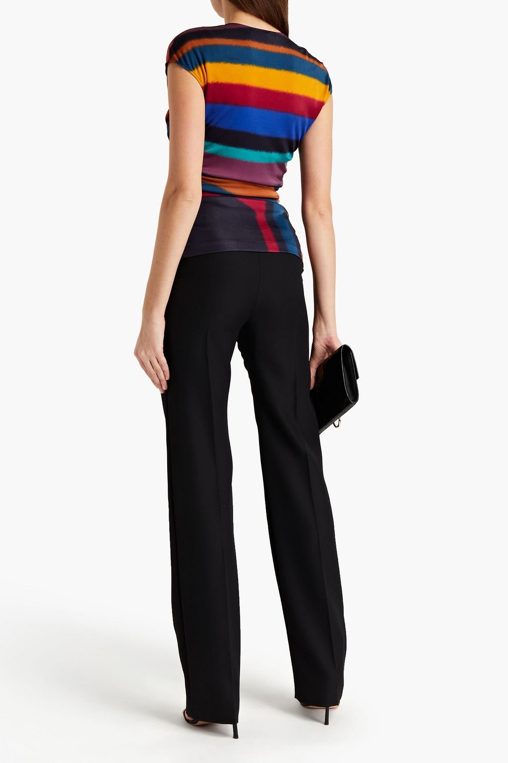 ROBERTO CAVALLI Ruched printed stretch-jersey top