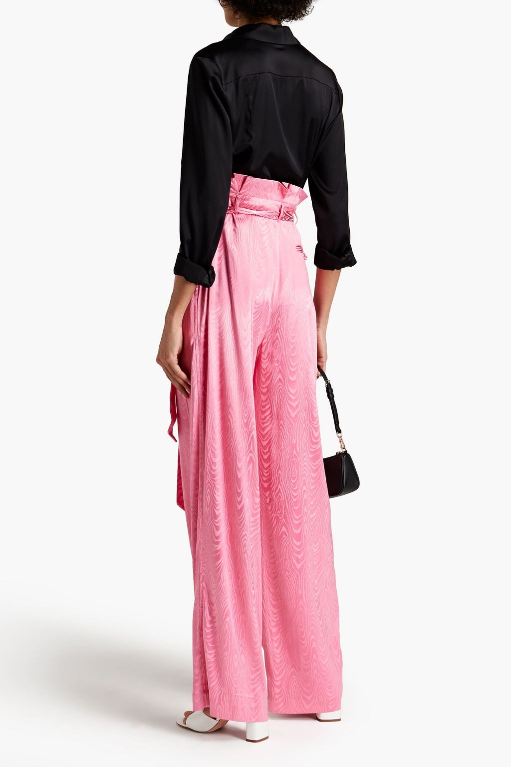 SIMKHAI Belted moire wide-leg pants