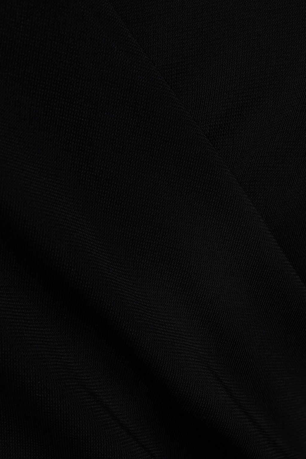 OFF-WHITE™ Asymmetric wrap-effect ruched logo-print stretch-crepe mini dress