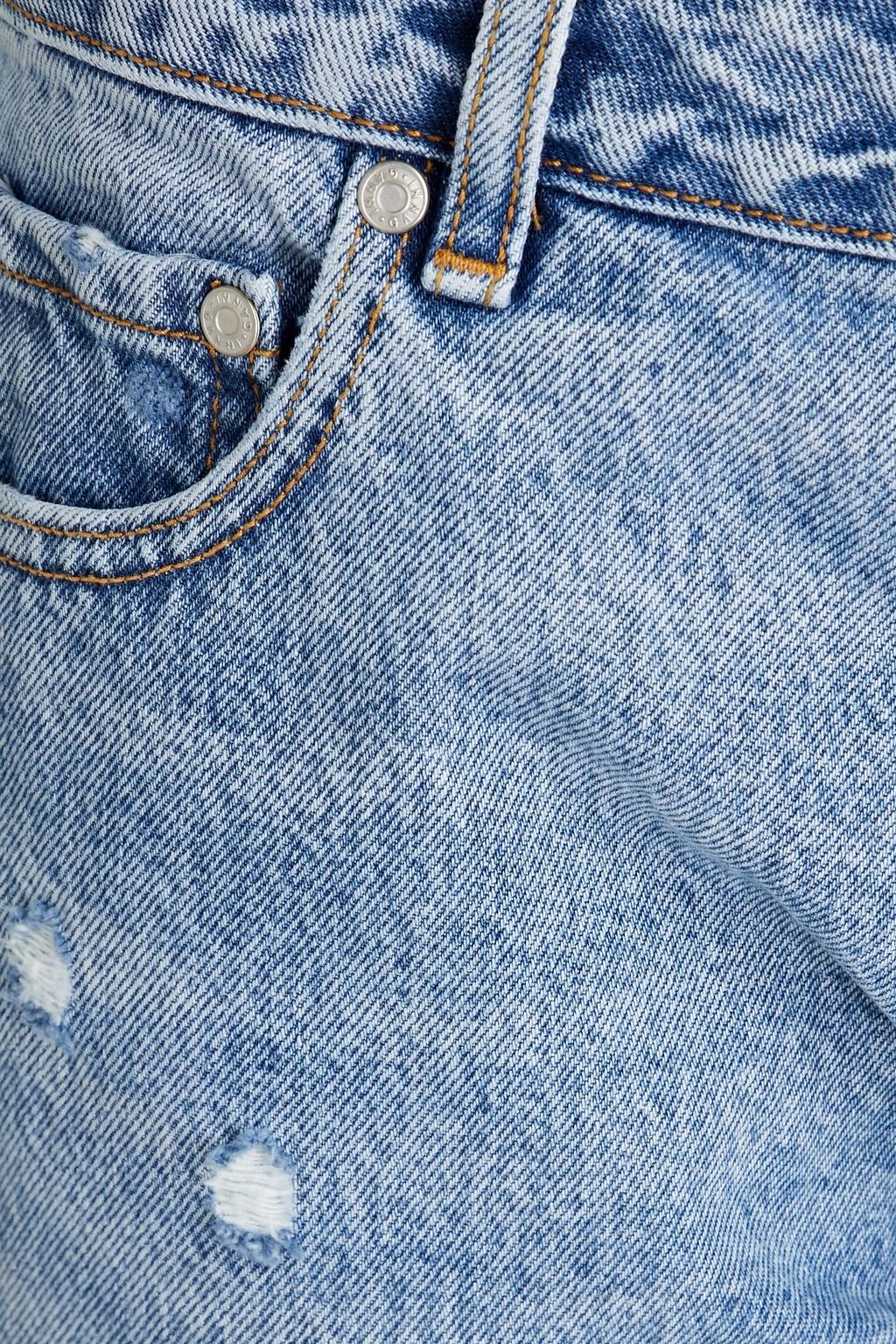 GANNI Cropped distressed mid-rise straight-leg jeans