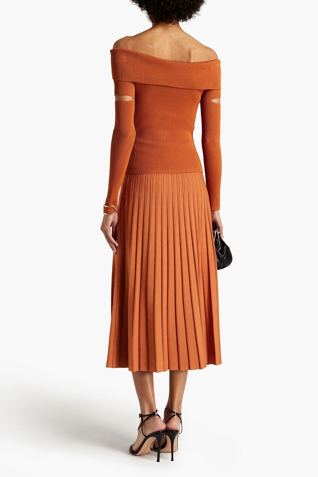 SIMKHAI Pleated knitted midi skirt