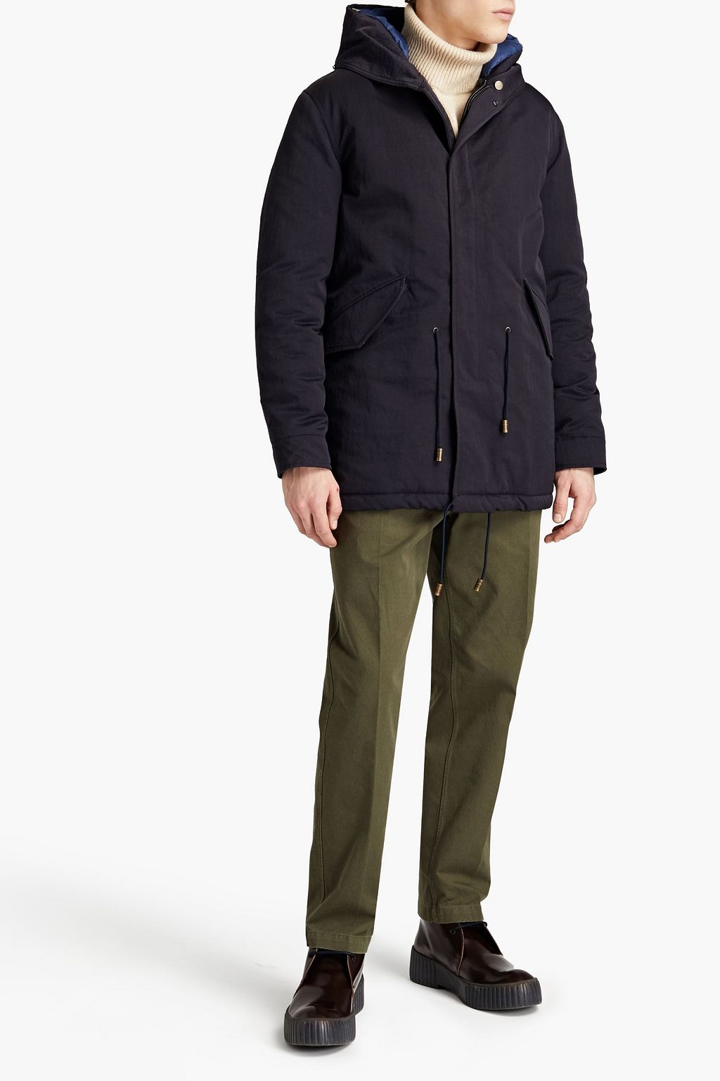 MR & MRS ITALY Leather-trimmed shell hooded down parka