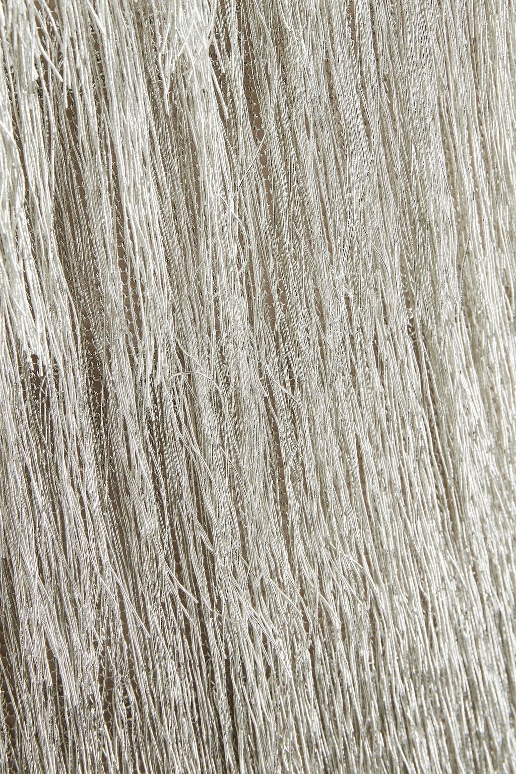 RACHEL ZOE Fringed metallic knitted top