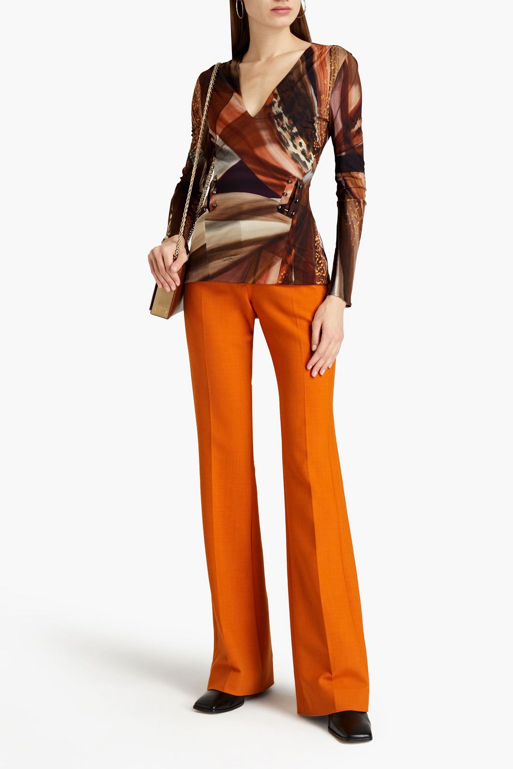 ROBERTO CAVALLI Printed stretch-crepe top