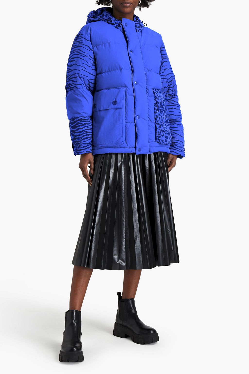 KENZO X KANSAI YAMAMOTO Quilted printed shell hooded down jacket