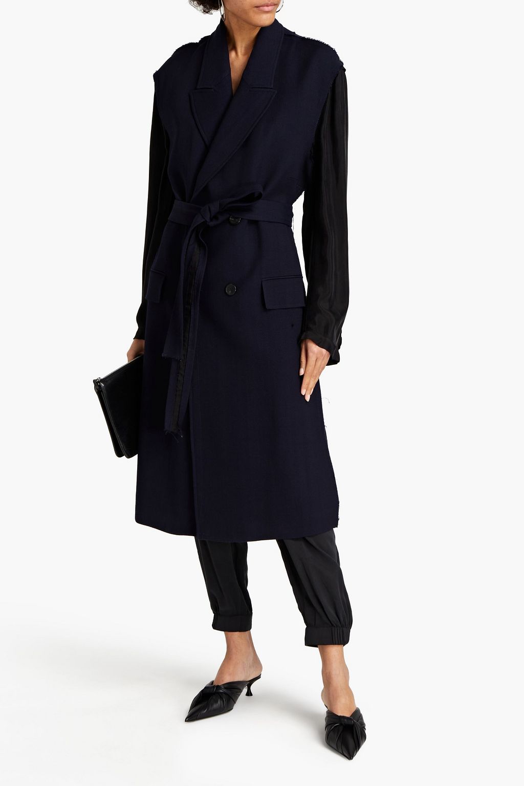 MAISON MARGIELA Charmeuse-paneled wool-blend twill trench coat