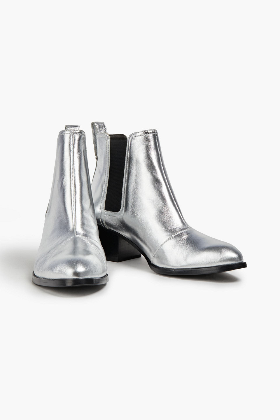 Rag & Bone Walker Metallic Leather Chelsea Boots In Silver