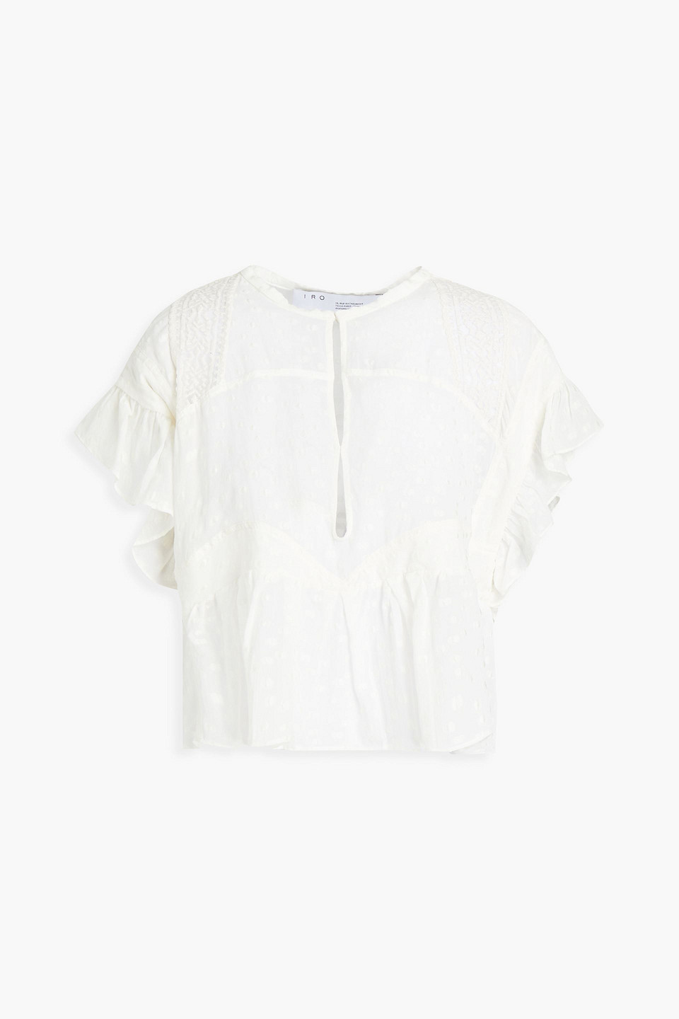 iro - hos cropped ruffled fil coupé silk-blend top - white - fr 34