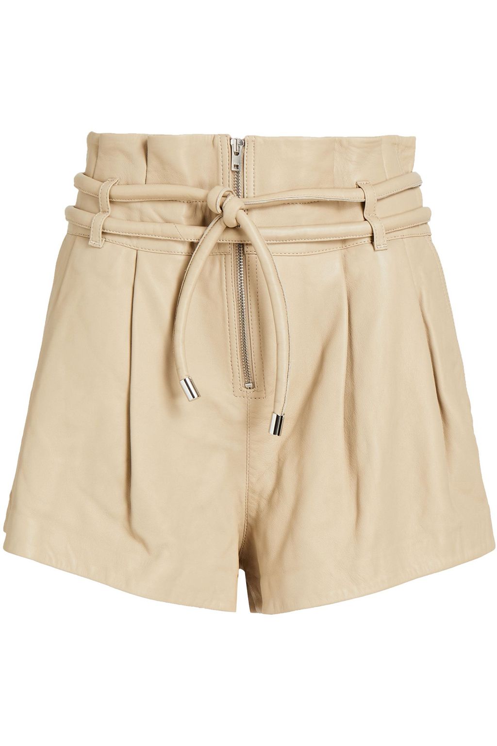 Beige Semsey pleated leather shorts 