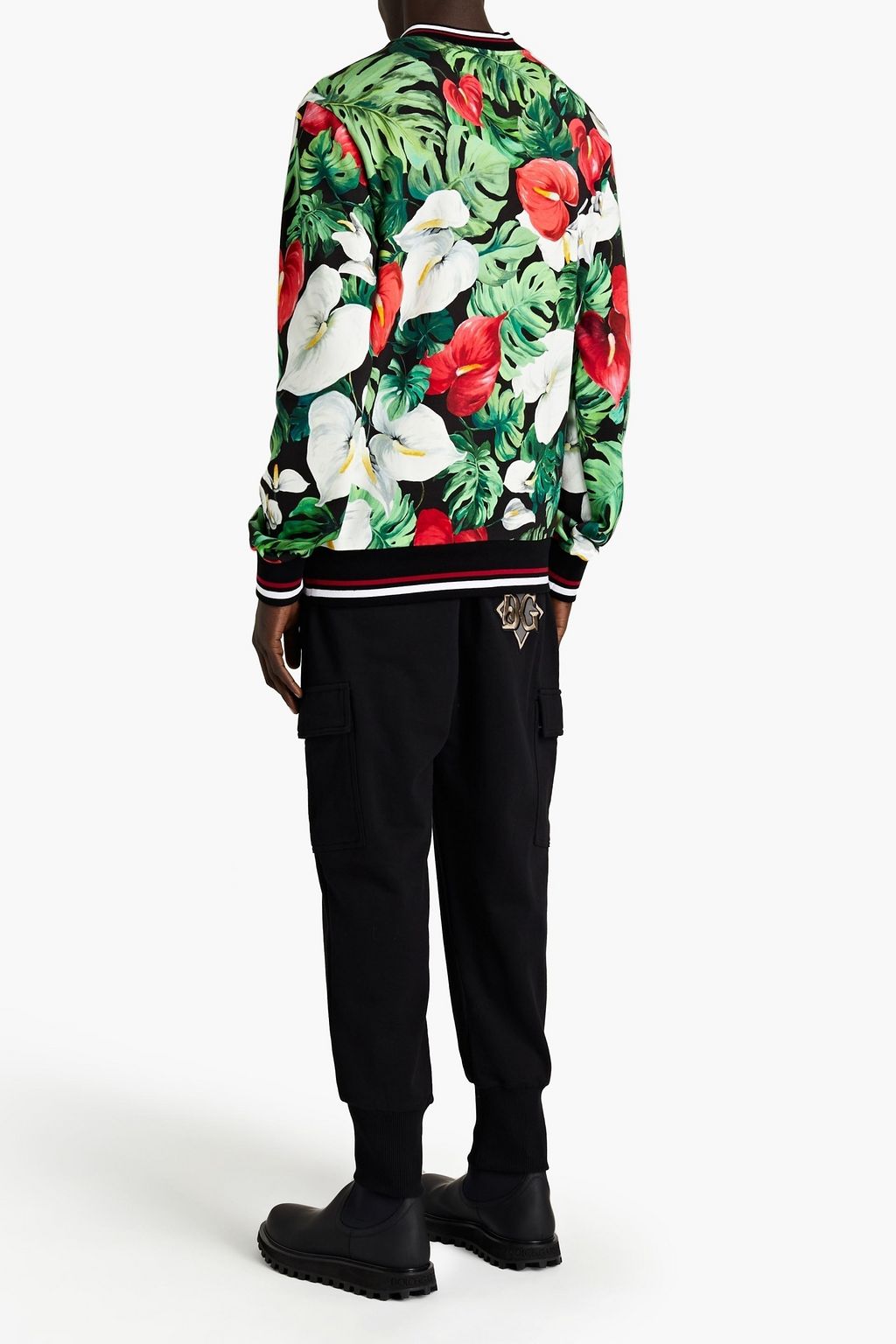 DOLCE&GABBANA Appliquéd French cotton-terry sweatpants