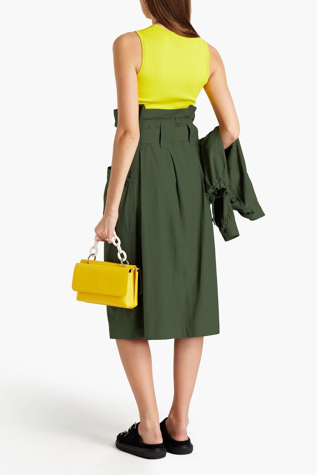 KENZO Belted twill midi skirt