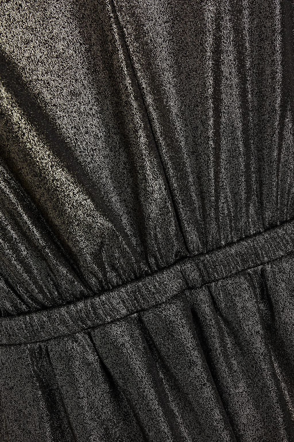 RACHEL ZOE Gathered metallic jersey playsuit