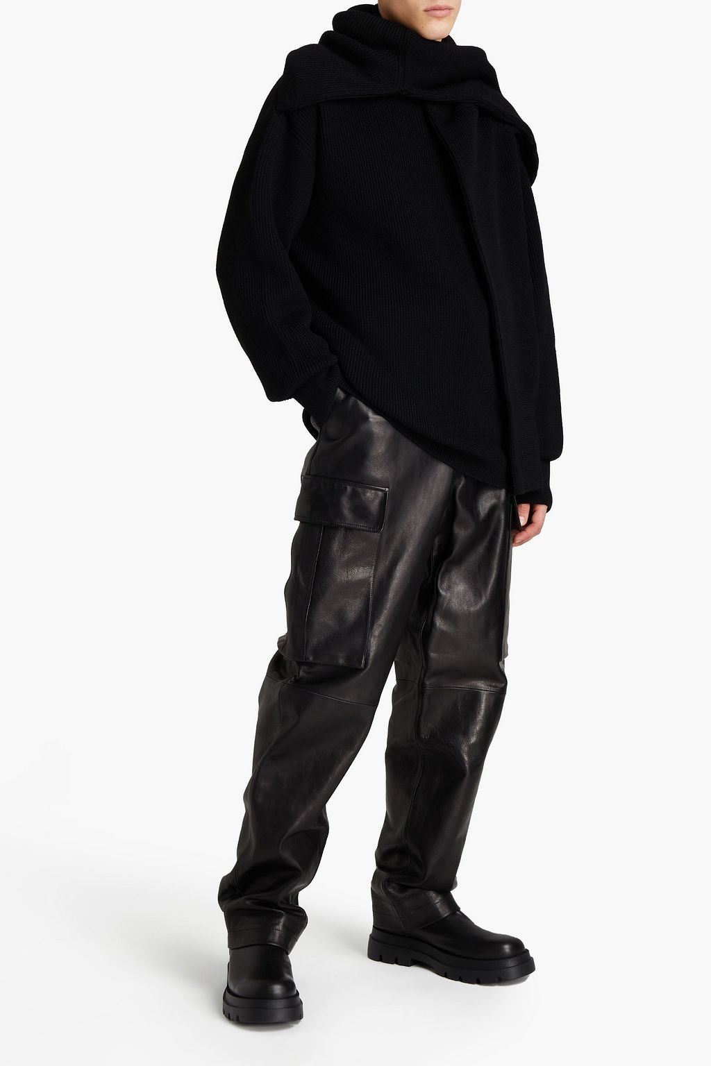 BALENCIAGA Oversized layered ribbed wool sweater