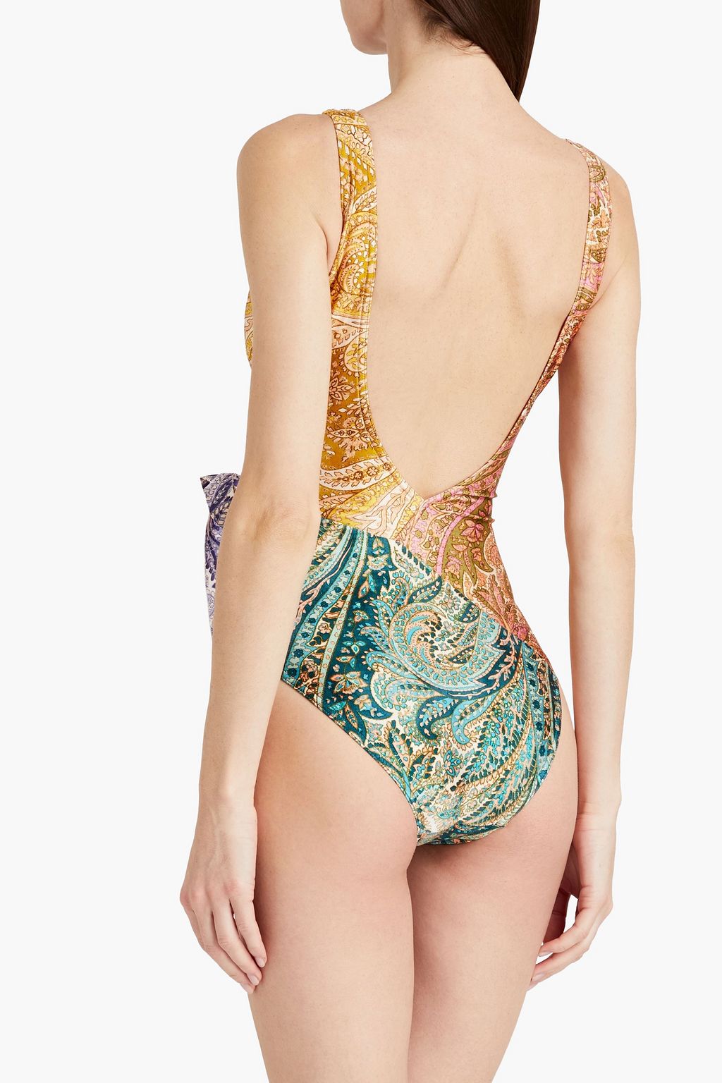 ZIMMERMANN Wrap-effect bow-detailed printed swimsuit