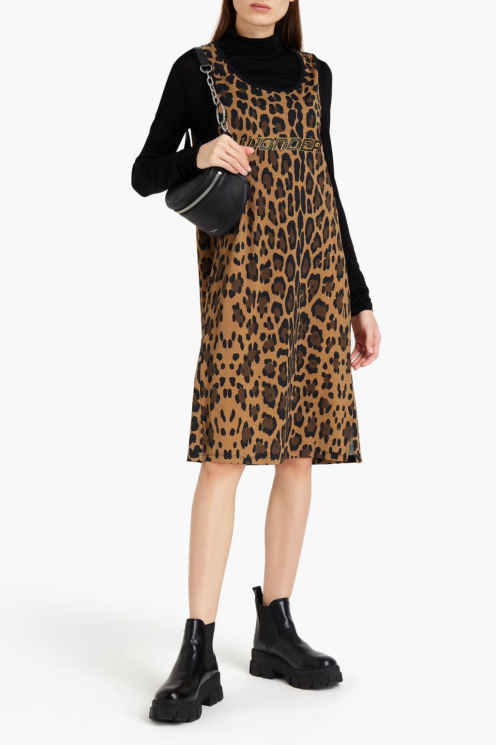 ROBERTO CAVALLI Glittered leopard-print mesh dress