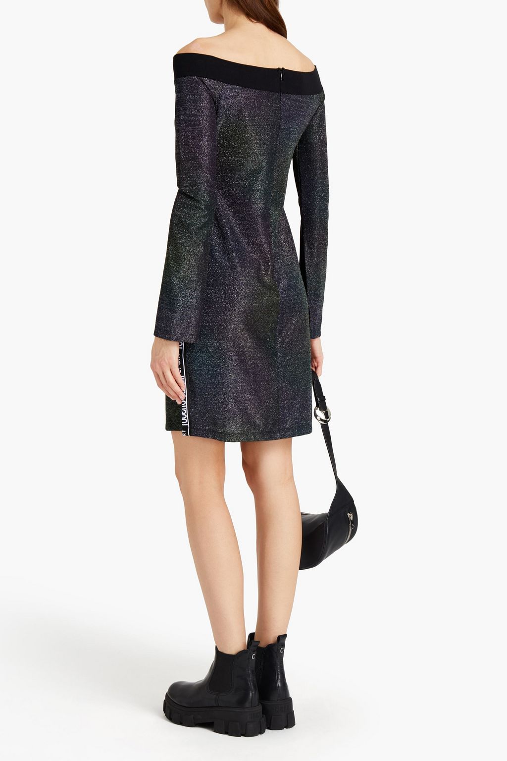 ROBERTO CAVALLI Off-the-shoulder metallic jersey mini dress