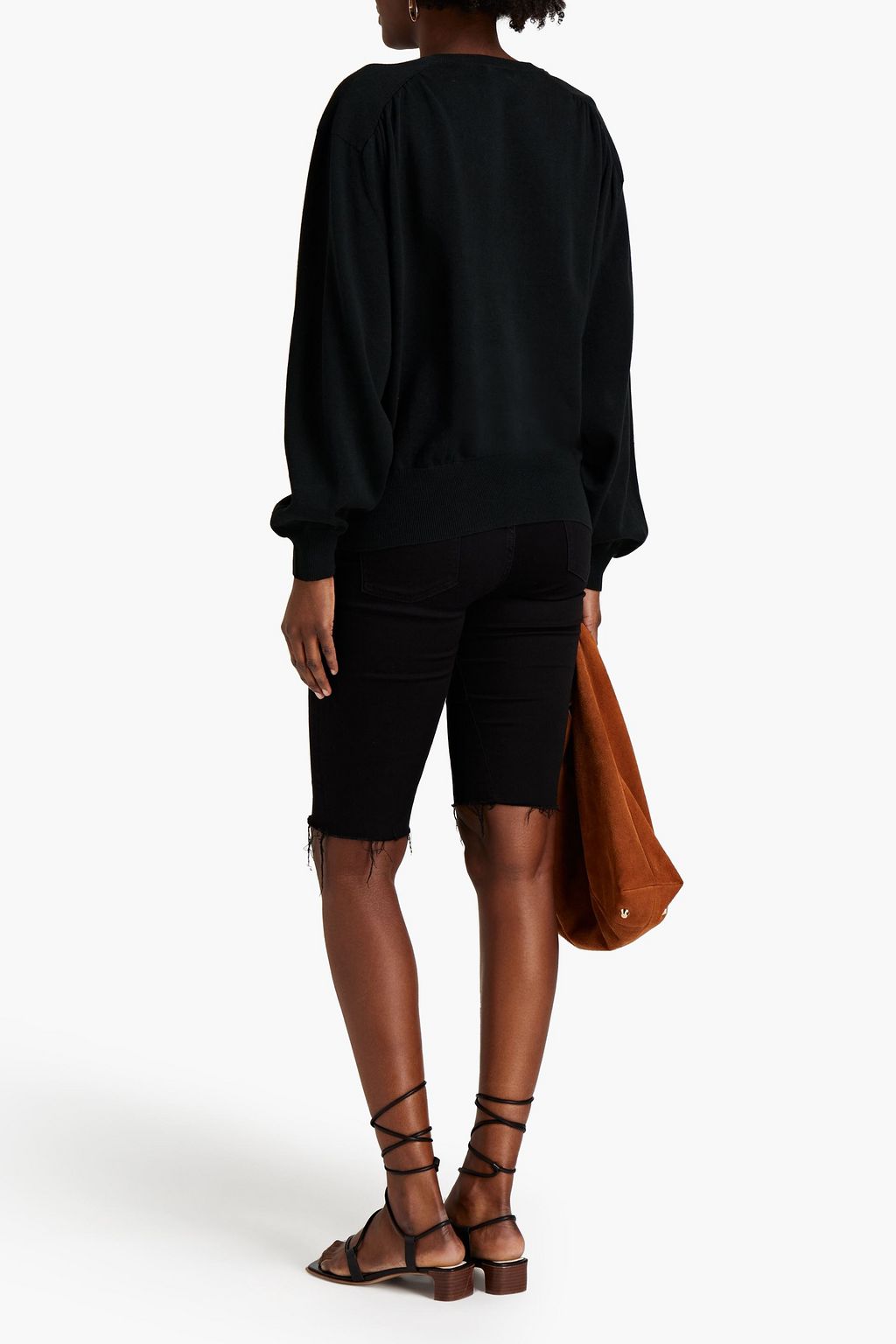 SEE BY CHLOÉ Lace-up gathered linen and cotton-blend sweater