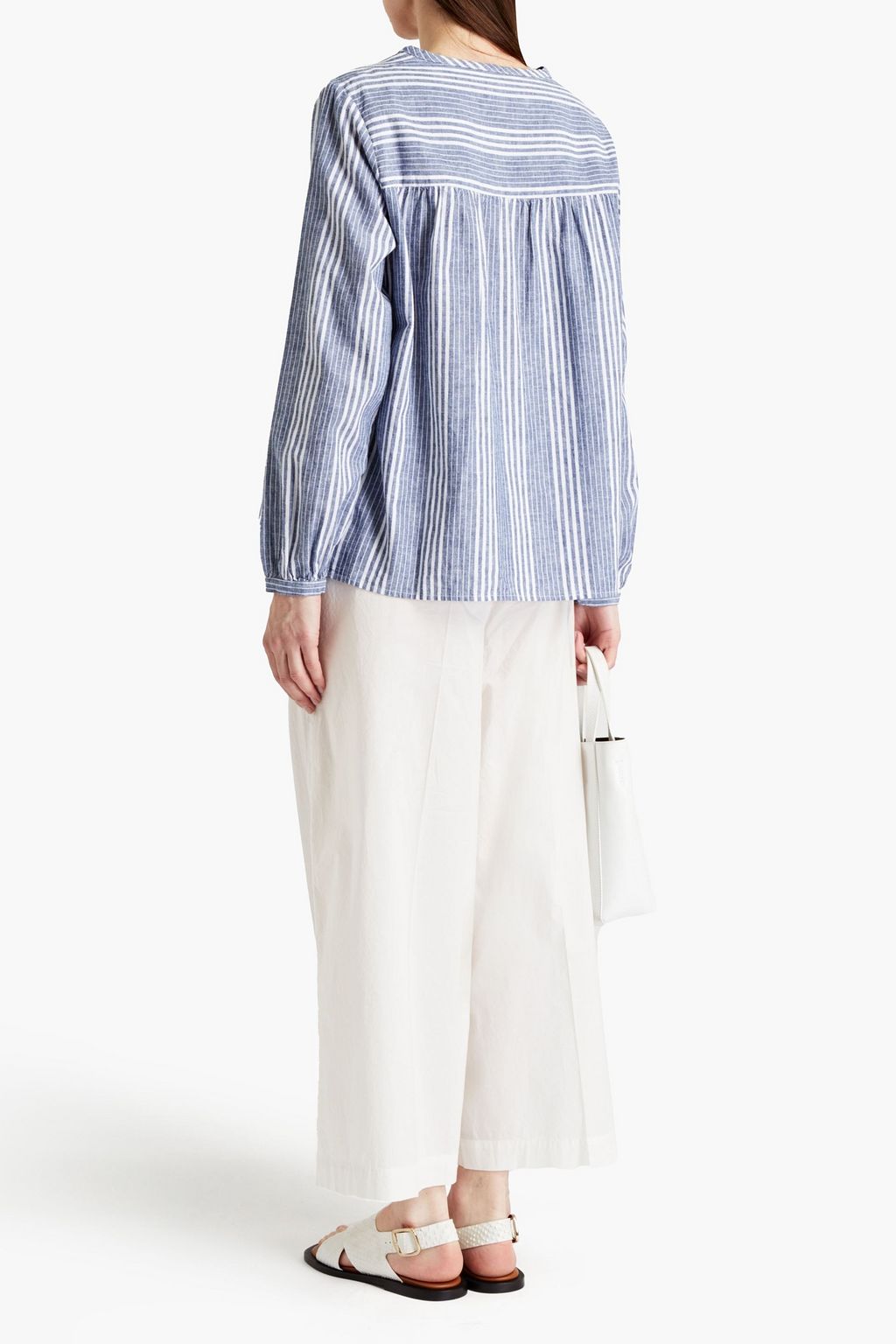 WOOLRICH Cropped pleated cotton wide-leg pants
