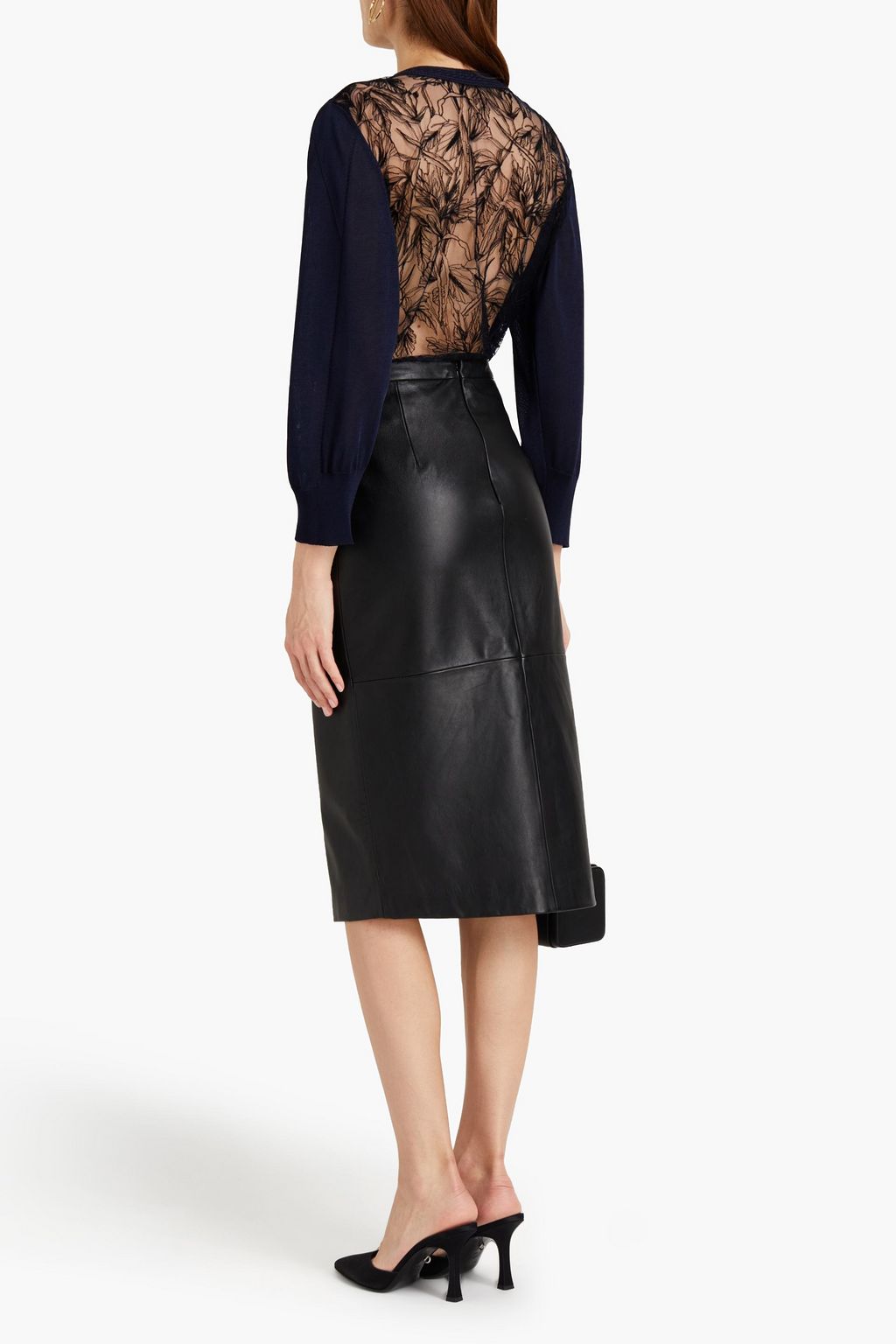 ROBERTO CAVALLI Lace-paneled knitted cardigan