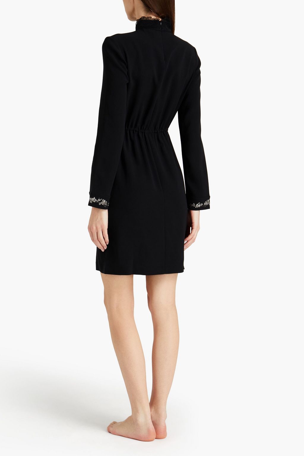 LA PERLA Lace-trimmed stretch-silk crepe night dress